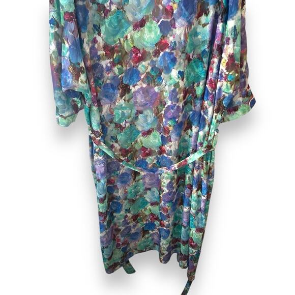 PatBO Blossom Beach Robe in Violet Open Front Waist Tie Purple Blue Chiffon - Picture 9 of 10